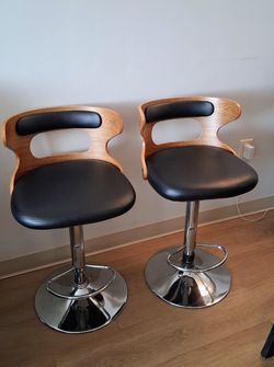 Mid-Century Modern Adjustable Bar Stools – Set of 2