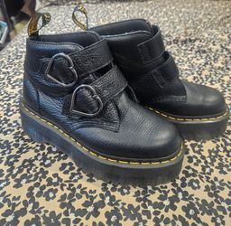 Dr. Martens Platform Ankle Boots with Heart Buckles