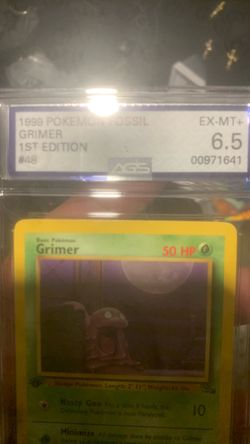 1999 Pokémon Fossil Grimer 1st Edition #48 AGS 6.5