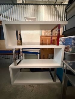 White Modern 3-Tier shelf with Chrome Accents