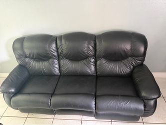 La-Z-Boy Black Genuine Full Grain Leather Sofa Couch - Like New
