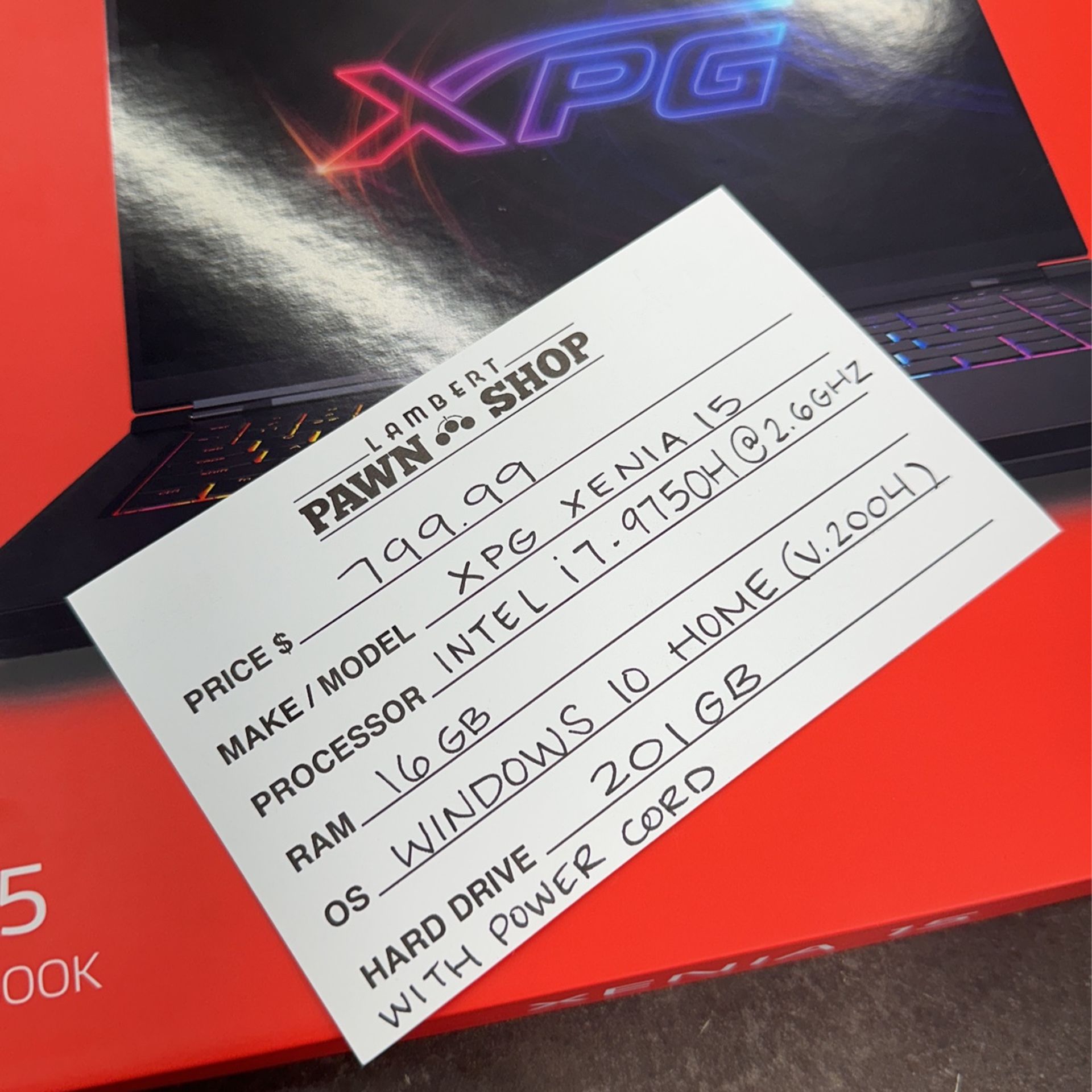 XPG XENIA 15 Gaming Notebook SPECS IN LAST PICTURE