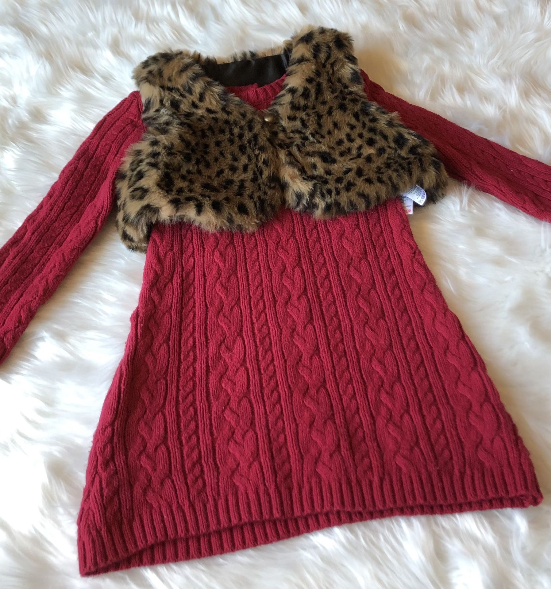 Catherine Malandrino Sweater Dress w/ Faux Fur Vest *24 Months 