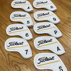 [MAGNETIC] Titleist Iron Head Cover 9Pcs 4-P, A, S (White)