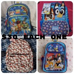 TOY STORY, BLUEY, HELLO KITTY OR SONIC THE HEDGEHOG BACKPACK 👆PRICE IS FOR EACH👆