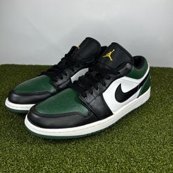 Nike Air Jordan 1 Low Green Toe Noble Green 553558-371 Men's Size 10