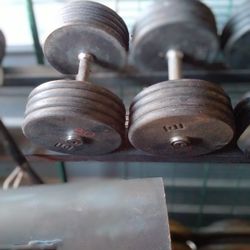 Pair Of 80-pound Pro-style Dumbles 160lbs Total Weights Excellent Condition