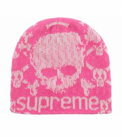 Supreme Vanson leather skull beanie Pink