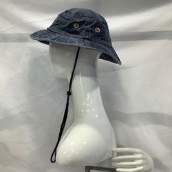 Lucky 7 Mens Drawstring Lightweight Denim Outdoor Blue Bucket Hat