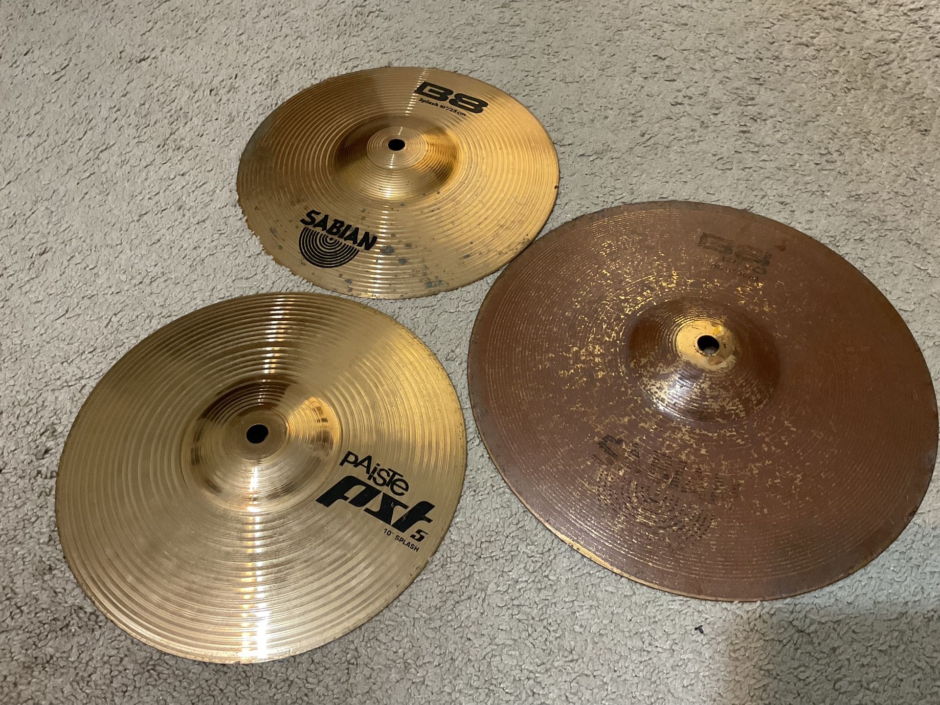Paiste Sabian Splash Cymbals. $35 each pickup @ Kempsville library Virginia Beach or Bingo City Yorktown