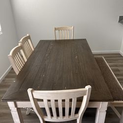 Dining Table With 4 Chairs + Bench