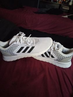 White Adidas Foam Running Shoes