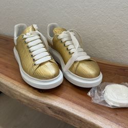 Alexander McQueen Gold and White Women's Sneakers