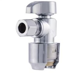 (3pack)SharkBite Max 1/2 in. Push-to-Connect x 3/8 in. O.D. Compression Chrome-Plated Brass Quarter-Turn Angle Stop Valve=P3-558