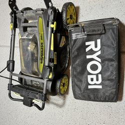 Ryobi Battery Lawn Mower And Fast Charger 