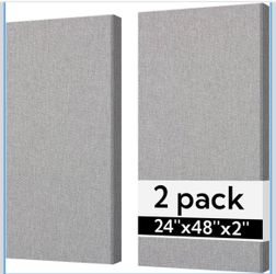 Olanglab Sound Absorbing Acoustic Wall Panels 2 Pack, 2'' 24''x48'' Fiberglass Sound Dampening Panels, Large Fabric Wrapped Sound Proof Panels for Wal
