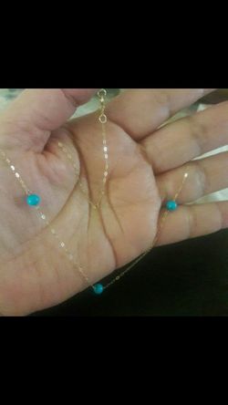 Real 14k gold & real sleeping beauty turquoise extention necklace. Fullerton