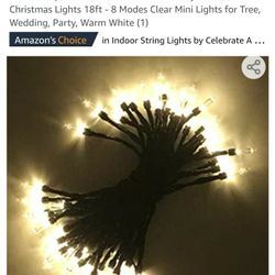 Battery Operated String Lights - 50 LED Waterproof Outdoor or Indoor Battery Powered Christmas Lights 18ft - 8 Modes Clear Mini Lights for Tree, Weddi