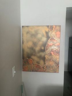 Original Abstract Painting 30x24 Gold Copper Metallic Canvas