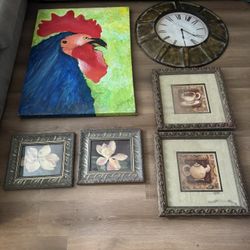 Lots Wall Art And a Clock