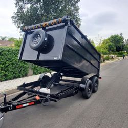 NEW DUMP TRAILERS 8X12X4 ROLLING TARP AND SPARE TIRE 2025 YEAR ELECTRIC BRAKES LIGHTS REMOTE CONTROL TITLE IN HAND READY FOR WORK🙂🙂🙂🙂🙂