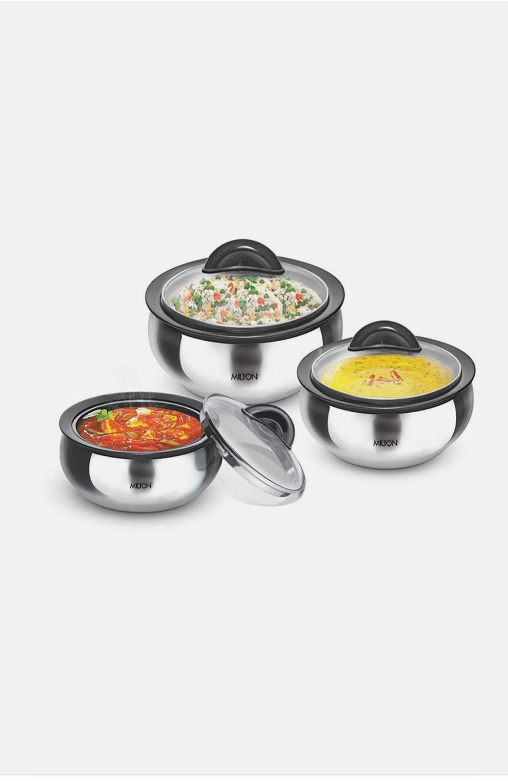 Milton Stainless Steel Insulated Casserole Set - 3 Pieces (Hot Pot)
