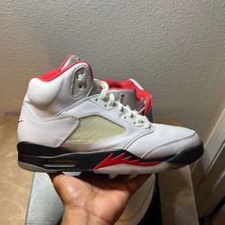 Nike Air Jordan 5 Retro 'White Fire Red' Size 9.5