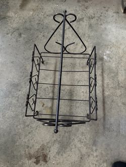 Vintage Wrought Iron Magazine Rack, Heart Design, Mid-Century