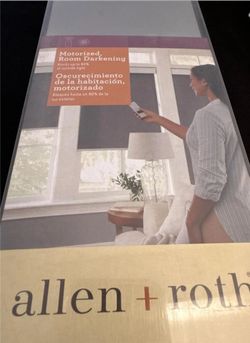 Window blinds ALLEN + ROTH Motorized roller shade in Grey (fabric) like NEW $30 each  or $500 for all