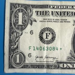 One Dollar Bill With Star. F - Series 2017 A $ 30,000.00