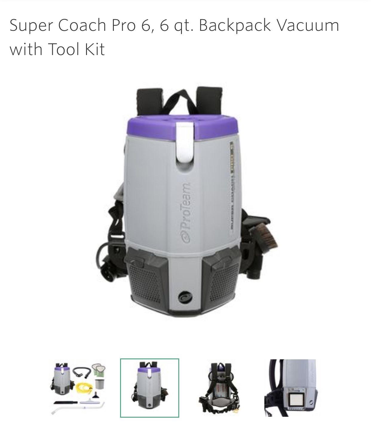 Pro Team - Super Coach Pro 6, 6 qt. Backpack Vacuum with Tool Kit