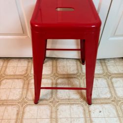Red Metal Stool