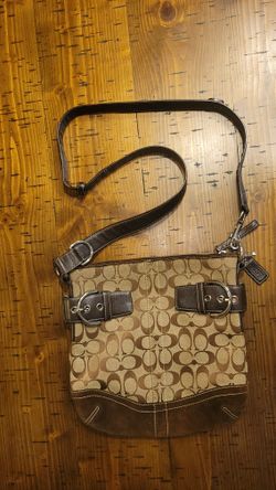 Coach Signature Slim SOHO Brown Canvas/Leather/Suede Shoulder Bag