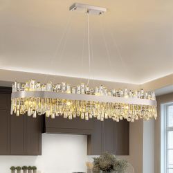 Siljoy Large Rectangular Crystal Chandelier