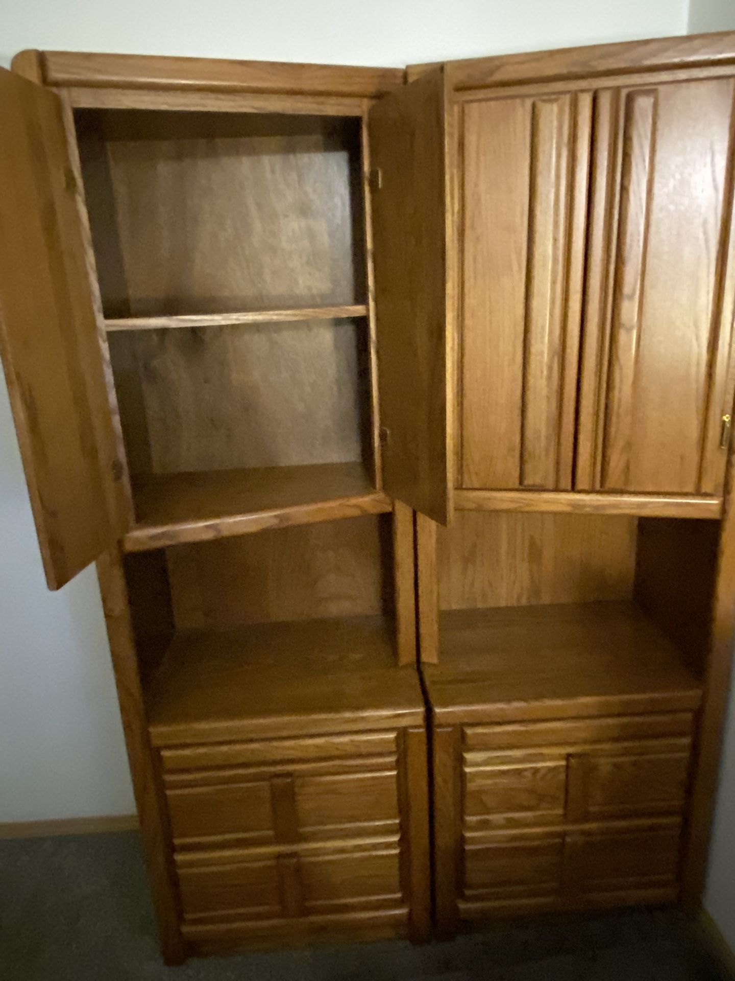 Wooden Shelves With Drawers