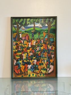 Vintage Signed Haitian oil on canvas Painting 