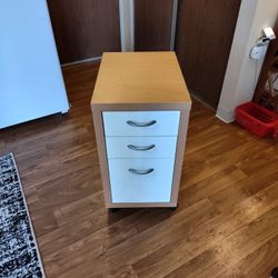 Like New Light Colored Filing Cabinet On Wheels 