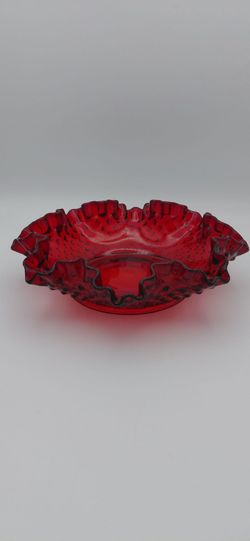 Beautiful Vintage Fenton Ruby Red Glass "Hobnail" Bowl
