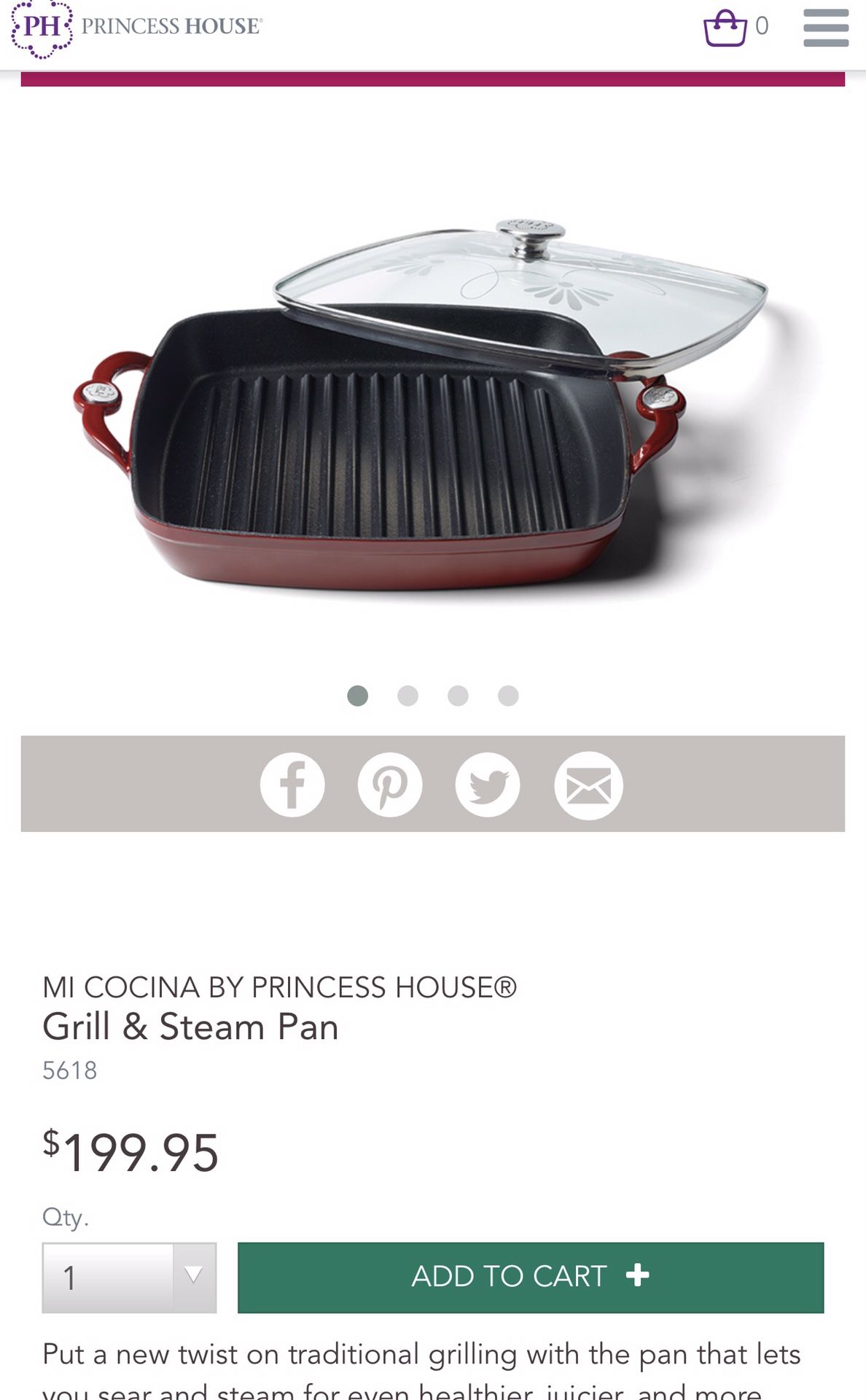 Princess house hotsell grill pan