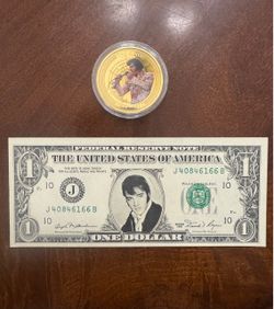 Elvis Presley Commemorative Coin and Novelty Dollar Bill