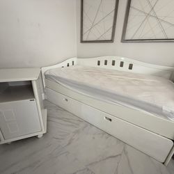Twin Size Bed with Trundle & Nightstand