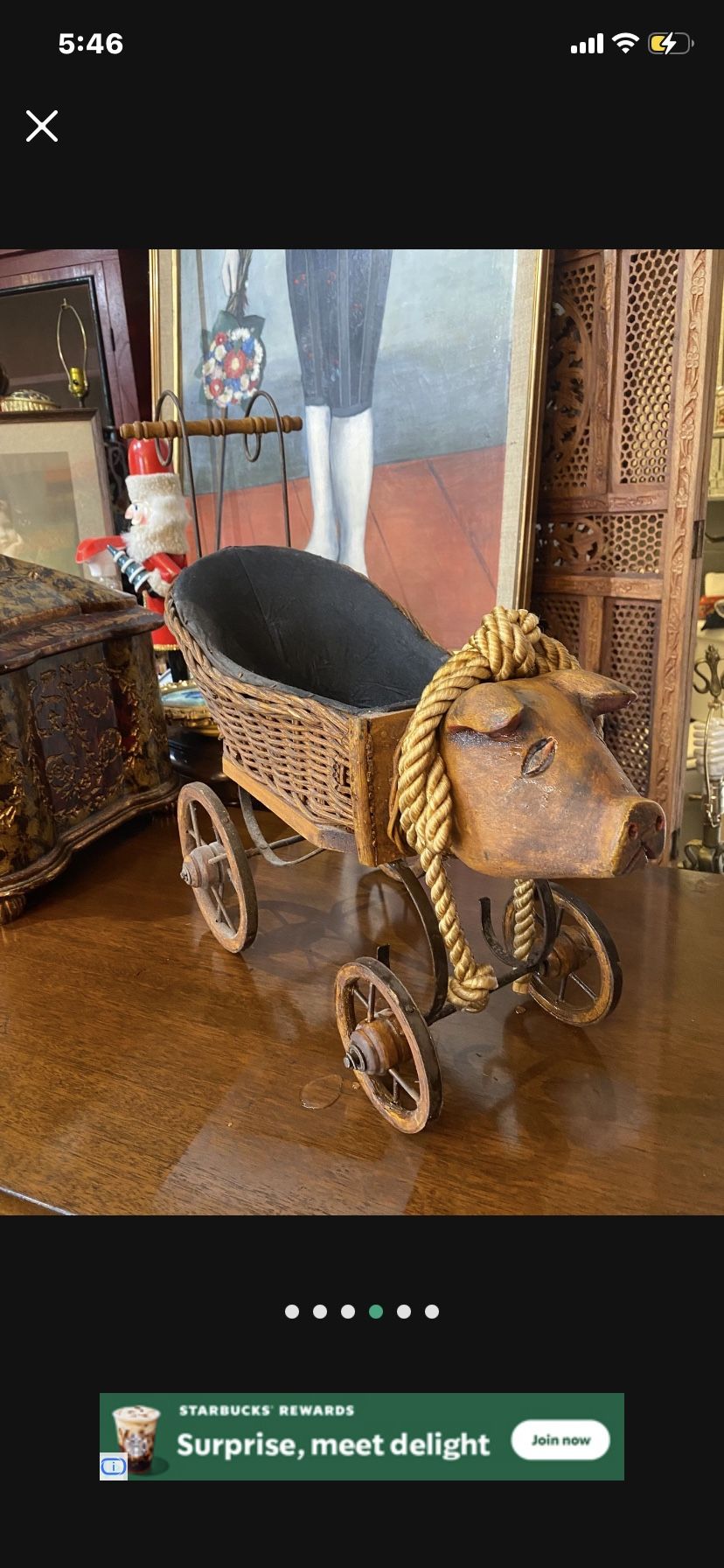 Antique Piggy Wagon, 23 Wide 19 Tall