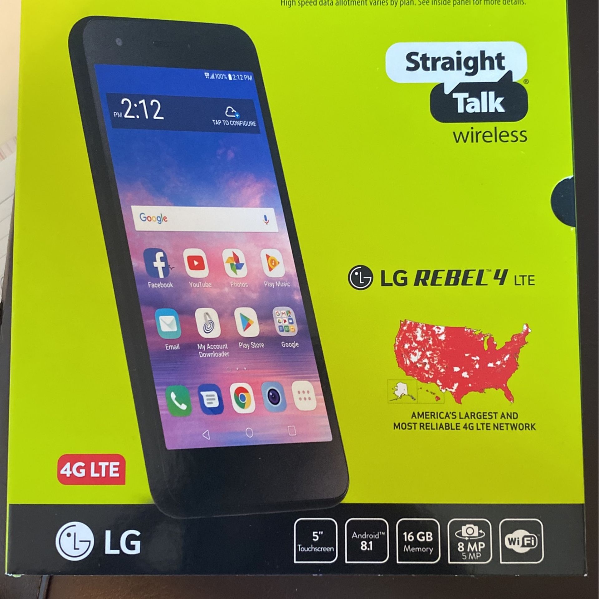 NEW Straight Talk LG Rebel 4 LTE Phone
