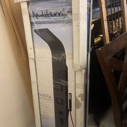 NEW Mediterraneo Riviera 59 in. 3-Jet High Pressi Shower Tower with Shower Head and Hand Shower in Black (Open box)-ESPAÑOL TAMBIÉN)