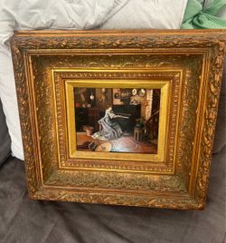 Hermoso cuadro antiguo pintado en tabla