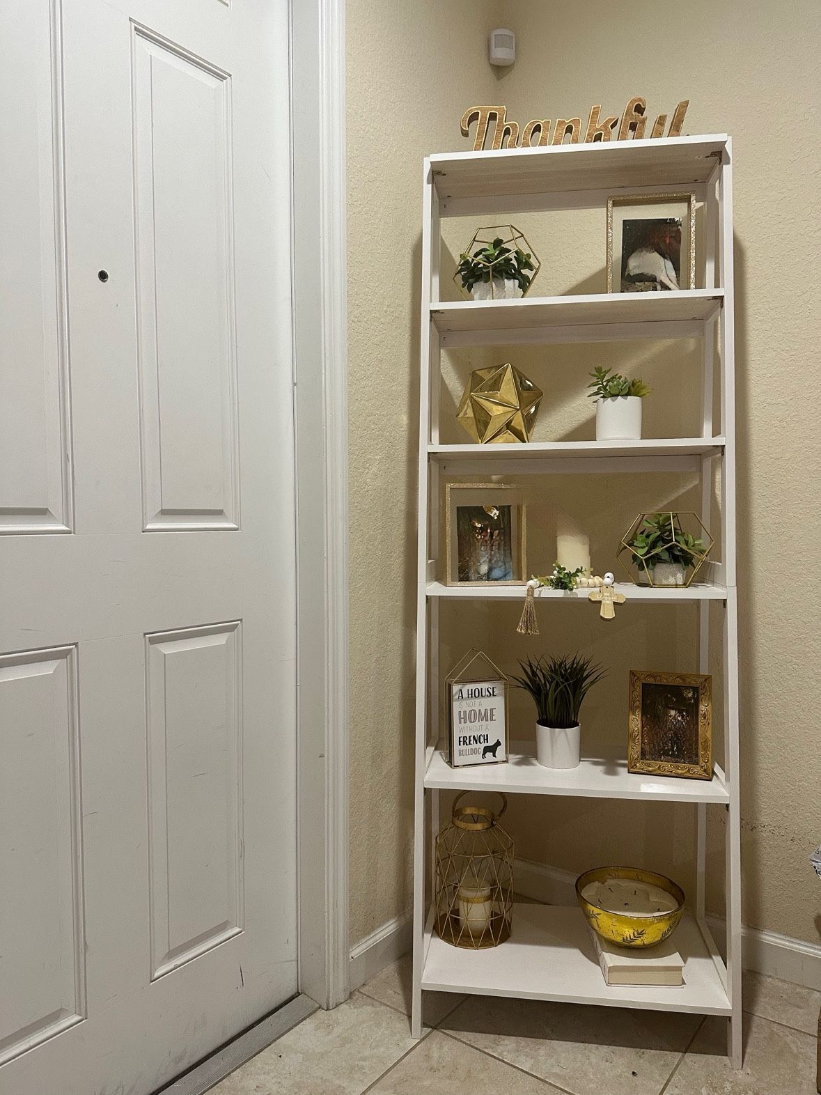 wood 5 Shelf Ladder Bookcase, White