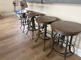 Pottery Barn -  Pittsburgh Adjustable Height Mango Wood Chair/Stools, Bronze