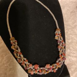 Solid Stainless Steel And Beaded Necklace ….super Sturdy
