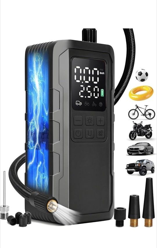 Brand New Tire Inflator Portable Air Compressor and Power Bank - 150PSI Compressor Portable Tire Inflator for Car, Motorcycle, Bicycle, Balls - Car Ai