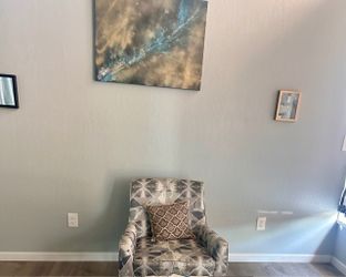 Gray Patterned Upholstered Accent Chair